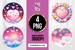Colorful Heart Cloud Clipart Sublimation PNG Product Image 1