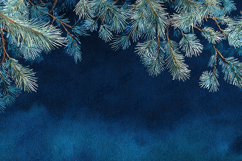 "Top Border Blue Pine Branches Background - Deep Blue Frame" Product Image 1