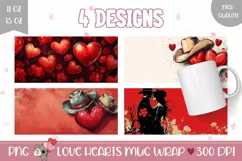 Love Hearts Mug Design, Cowboy Mug Sublimation PNG Product Image 1