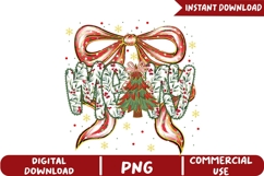 Merry Christmas Bow Sublimation, Christmas Png Product Image 1