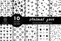Black animal seamless pattern, Animal face digital paper Product Image 1