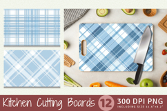 Pastel Blue Plaid Cutting Boards sublimation Designs Product Image 1