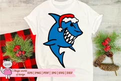 Christmas Shark with Santa hat svg, file for cutting Product Image 2