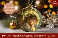 Christmas Angel Round Ornament, Christmas Angel Ornament PNG Product Image 1