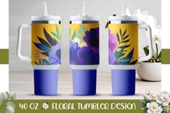 Cartoon Flowers Tumbler Design, Floral 40 Oz Tumbler Wrap Product Image 1