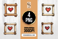Rustic Wooden Frame Heart Illustration Clipart png Product Image 1