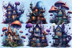 Fairy Halloween Witch House Sublimation Clipart, Fairy Hallo Product Image 2