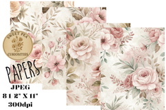 Shabby Chic, Pink, Paper, Floral, Papers, Junk Journal Product Image 1