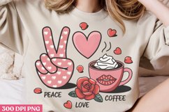 Peace love coffee PNG, Coffee Valentines day Sublimation PNG Product Image 2