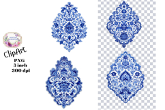 Blue Toile, Ephemera, PNG, Clipart, Junk Journal, flowers Product Image 1
