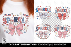 Patriotic Sparkle Bow Clipart Sublimation PNG Product Image 1