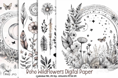 Boho Wildflowers Digital Paper Product Image 1