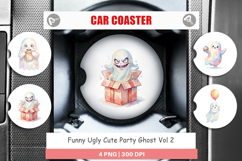Ugly Cute Party Ghost Car Coaster Product Image 1