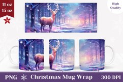 Magic Winter Mug Wrap, Winter Forest Coffee Cup Design Product Image 1