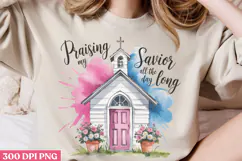 Praising My Savior All PNG, Retro Church Sublimation PNG Product Image 1