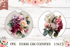 Pastel Flowers Car Coasters, Flowers Round Coaster Template Product Image 1