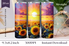 Flowers Sublimation Design, Sunflower Tumbler Wrap Design Product Image 1