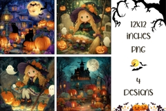 Halloween Backgrounds, Halloween Witch Digital Papers PNG Product Image 1
