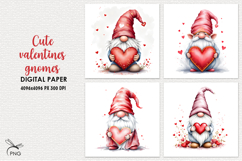 Valentines gnomes digital paper Product Image 1
