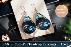 Abstract Teardrop Earring Design, Liquid Wave Earring PNG Product Image 1