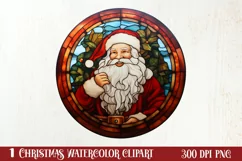 Stained Glass Painting Of Santa Clipart Sublimation Product Image 1