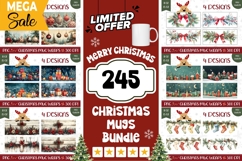 Watercolor Christmas Mug Bundle, Winter Mug Designs Product Image 1