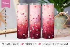 Red Love Hearts Tumbler Design, Valentine's Day Tumbler PNG Product Image 1