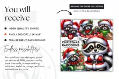 Christmas raccoon clipart , winter clipart, christmas png Product Image 2