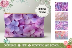 Purple Hydrangea Cosmetic Bag, Floral Cosmetic Bag PNG Product Image 1