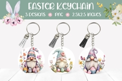 Cartoon Easter Gnome Keychain, Easter Gnome Sublimation Product Image 1