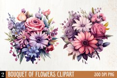 Wedding Flowers Bouquet Clipart, Watercolor Clipart Product Image 1