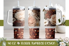 Boho Flowers Tumbler Template, Wedding 40 Oz Tumbler Wrap Product Image 1