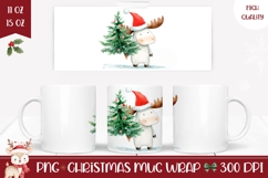 Cartoon Christmas Moose Mug, Christmas Animals Mug Template Product Image 1