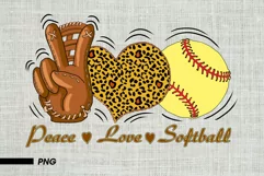 Softball Peace love PNG, T-shirt design for sublimation Product Image 1