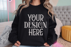 Black Gildan 18000 Mockup, Gildan Sweatshirt Mockup Product Image 1