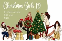 Christmas Girls 10 fashion clipart set Product Image 1