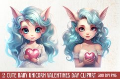 Cute Baby Unicorn Clipart, Valentines Day Couplet Product Image 1