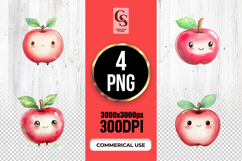 Cute Kawaii Apple Clipart Sublimation PNG Product Image 1