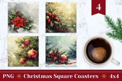 Christmas Tree Square Coasters, Watercolor Christmas Coaster Product Image 1