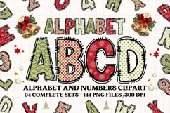 Christmas Alphabet png clipart, christmas letters doodle Product Image 1
