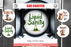 Coffee Skull Humor Quotes Car Coaster Product Image 1
