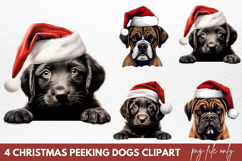 Christmas Peeking Dogs Clipart PNG Product Image 1