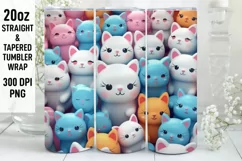 3D Cute Kittens Tumbler Sublimation Wrap | 3D Tumbler wrap Product Image 1