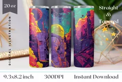 Neon Space Tumbler Wrap, Futuristic Astronaut Tumbler Design Product Image 1