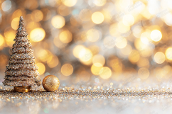 Gold Christmas Tree Bokeh Background - Festive Glitter Scene Product Image 1