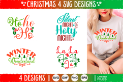 4 Christmas SVG Designs, Christmas SVG Cut file design Product Image 1