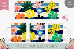 Pop Art Flowers Mug Template, Floral Mug Sublimation PNG Product Image 1