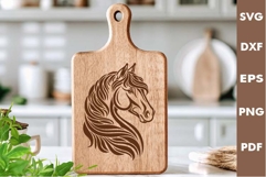 Horse Head Design, Cutting board SVG, Laser cut, Cricut Product Image 1