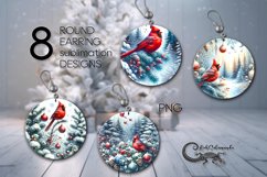 Christmas cardinal | xmas Round earring Sublimation designs Product Image 1