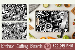 Abstract Black &amp; White Doodle Cutting Boards sublimation Des Product Image 1